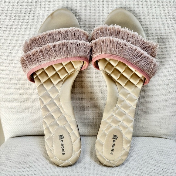 BIRDIES The Sparrow Blush Pink Fringe Slides Sandals Size 11 - Picture 3 of 16